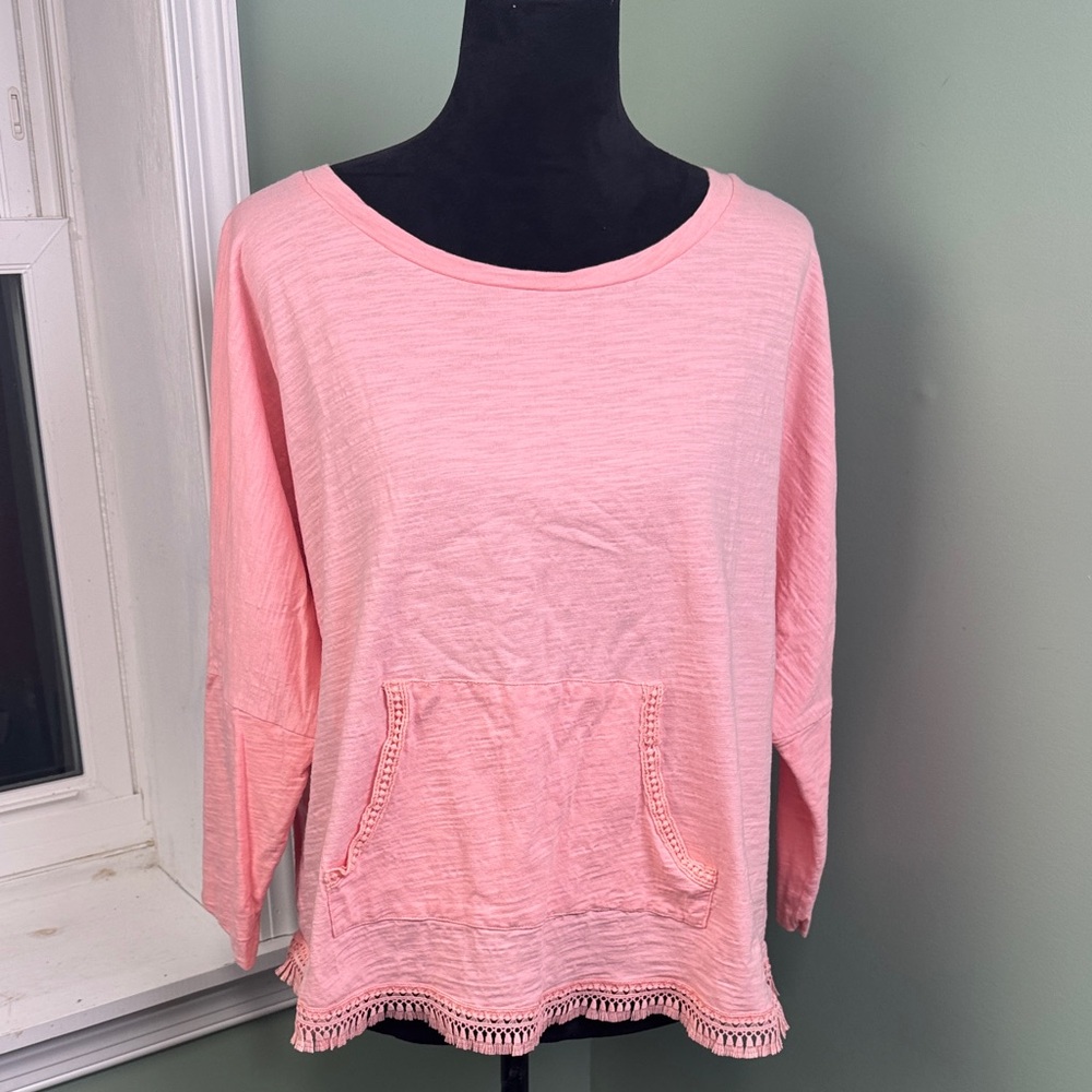 Avon coral top with Crochet Detail XL